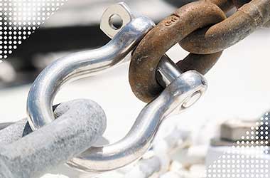 Stainless steel shackle and connecting hardware