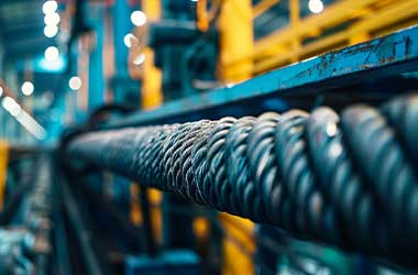 Heavy steel wire rope in an industrial facility
